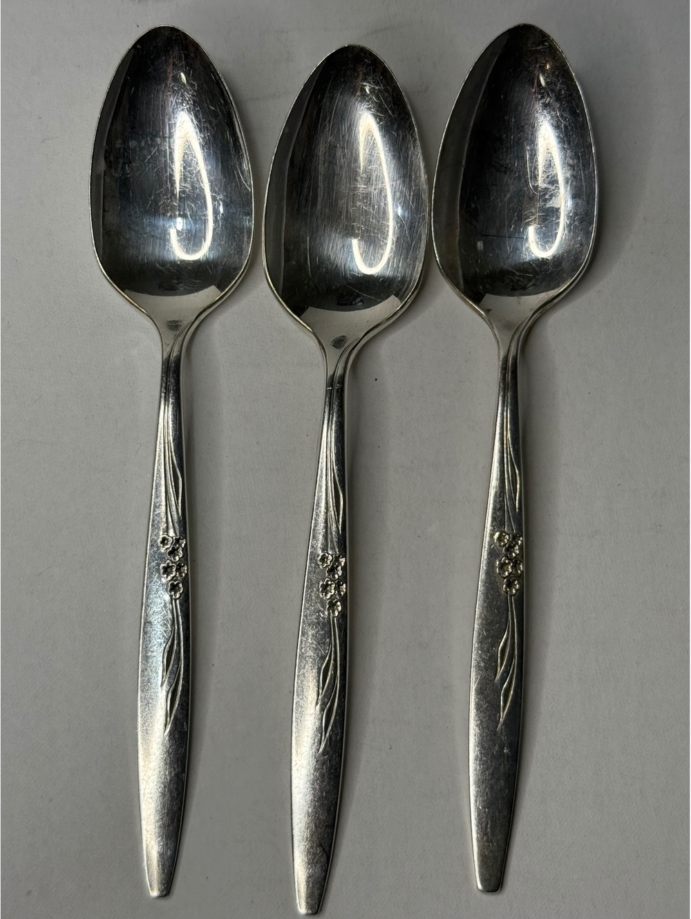 Vintage Oneida Community Enchantment Gentle Rose Silverplate 3 Teaspoon Lot